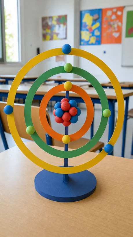 Fertiges Atommodell aus Papier